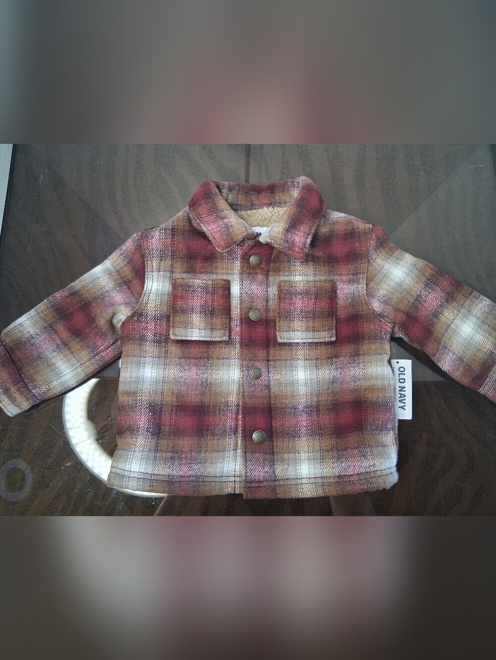 Old Navy Plaid Button-Up Jacket - Rust, Cream, Brown6-12M NWT